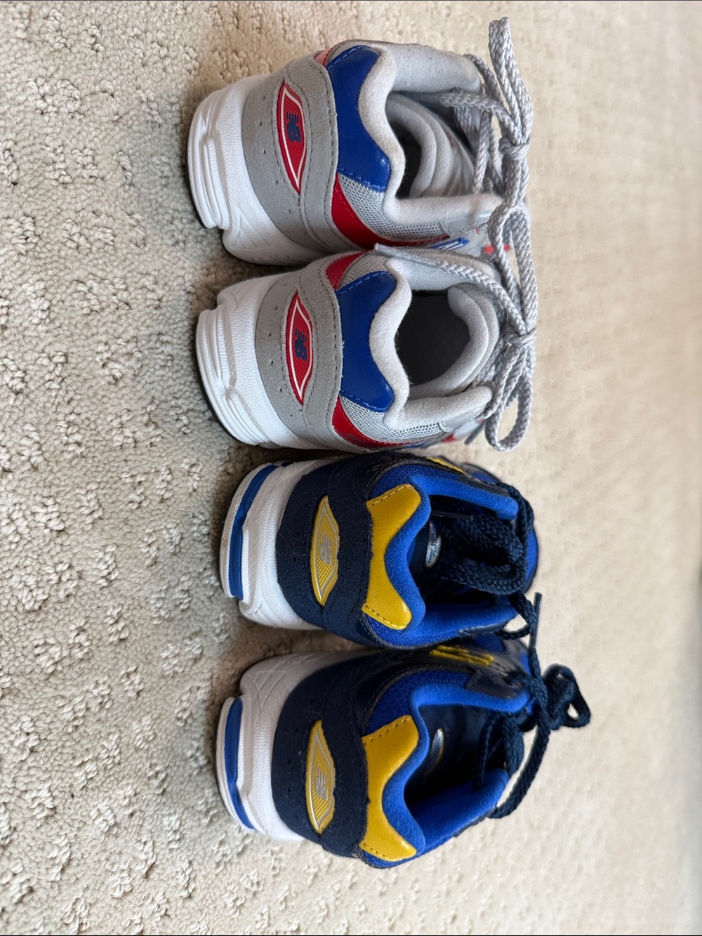 New Balance Kids Sneakers in Gray/Red and Navy/Blue 9.5 wide toddler NWOT - Picture 2 of 4